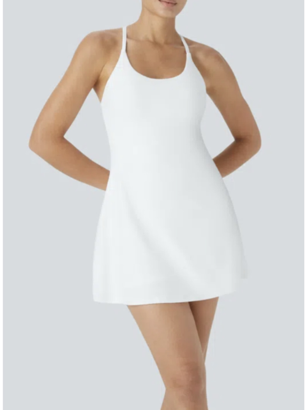 Halara Kids Tennis Dress Girls XL 13-14 White Strappy 2-in-1 Shorts Pockets New